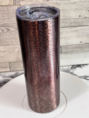 Metallic Rose Brown Insulated Travel Tumbler with Clear Lid